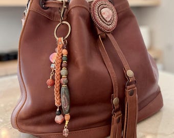 Beaded Bag Charm, Purse Charm, Artisan Handbag Jewelry, Gift for Her