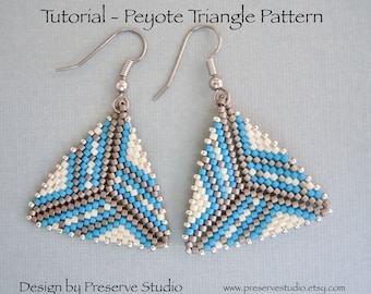 Peyote Earring Pattern, Seed Bead Pattern, Bead Triangle Pattern, Beading Tutorial, Peyote Stitch, DIY Earrings, Earring Tutorial