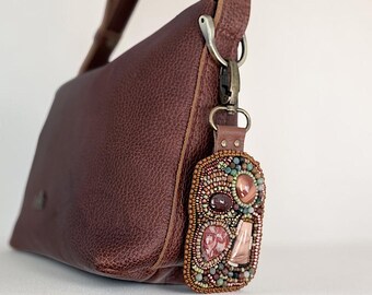 Beaded Bag Charm, Purse Charm, Artisan Handbag Jewelry, Gift for Her