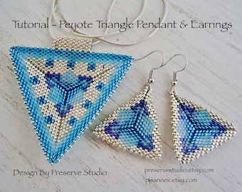 Pendant Peyote Earring Pattern, Seed Bead Pattern, Beading Tutorial, Peyote Stitch, Delica Seed Bead, Pendant Earring Tutorial #14