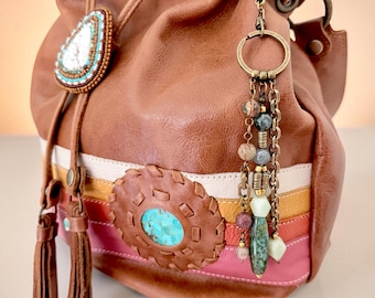 Beaded Bag Charm, Purse Charm, Artisan Handbag Jewelry, Gift for Her