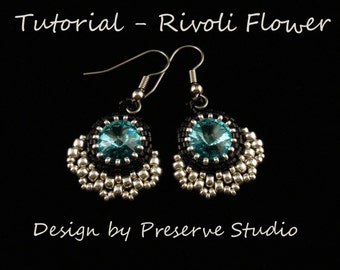 Beading Tutorial, Peyote Pattern, Beaded Earring Tutorial, Earring Tutorial, Earring Pattern, Delica Beads, Rivoli Pattern, Earring Pattern