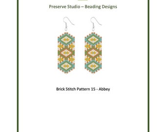 Brick Stitch Pattern, Beaded Earring Tutorial, Brick Earring Pattern, Delica Bead Pattern, Brick Earring Pattern 15 Abbey