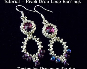 Peyote Earring Pattern, Beading Tutorial, Beaded Earrings, Beadweaving, Tutorial, Crystal Earrings