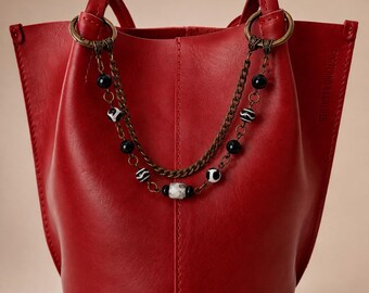 Purse Chain Necklace, Beaded Chain, Artisan Handmade