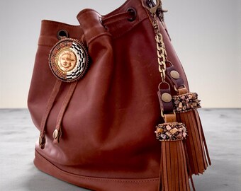 Purse Tassels, Beaded Bag Tassels, Leather, Handmade