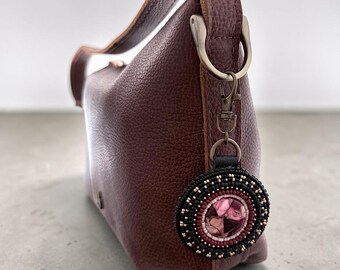 Beaded Bag Charm, Purse Charm, Artisan Handbag Jewelry, Gift for Her