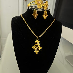 1set/4pcs Ethiopian/Eritrean Jewelry Set : Necklace, Earring, bracelet, ring