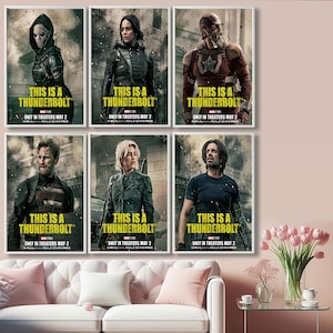 Póster de personajes de Thunderbolts 2025, póster de tela de alta calidad, decoración de pared pop para el hogar, regalo único