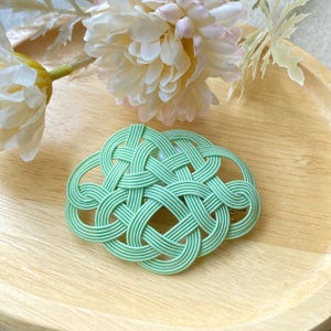 Green barrette | hair accessories | Japanese Mizuhiki | hair pin | Gift for Her | Eco friendly | handmade hair accessories | made in Japan