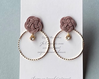 2Way Earrings | Japanese Mizuhiki | Flower | Gift for Her | Eco friendly earrings | Japanese handmade | Clip On Earrings