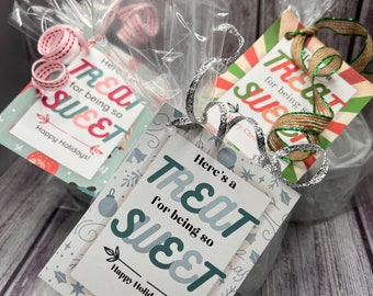 PRINTABLE Holiday TREAT tags for Coworkers, Neighbors, and Friends- Add something sweet for a treat!