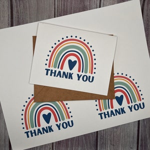 Rainbow Thank YOU Cards Set of 5, 10 or 20 with envelopes zdjęcie 7