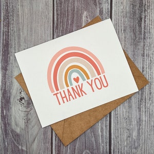 Rainbow Thank YOU Cards Set of 5, 10 or 20 with envelopes zdjęcie 5