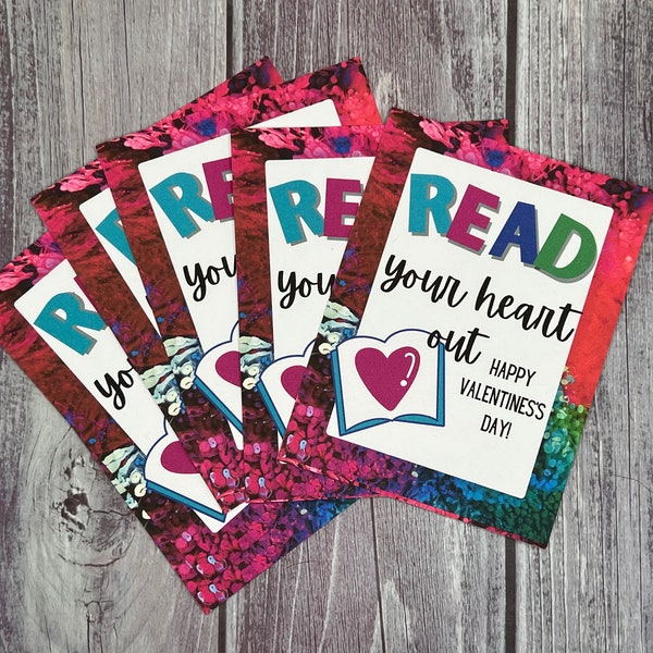 PRINTABLE READ Valentine- Read Your Heart Out  Rainbow Watercolor Perfect for teachers and students!