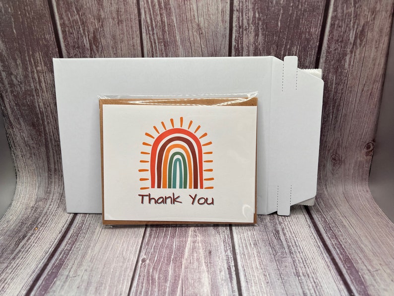 Rainbow Thank YOU Cards Set of 5, 10 or 20 with envelopes zdjęcie 8