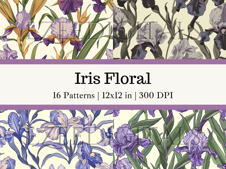Iris Seamless Pattern Iris Digital Paper Floral Wallpaper Iris ...