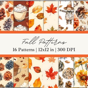 Fall Seamless Pattern Fall Digital Paper Autumn Wallpaper Autumn Digital Pattern Autumn Digital Wallpaper Fall Season Pattern Autumn Paper