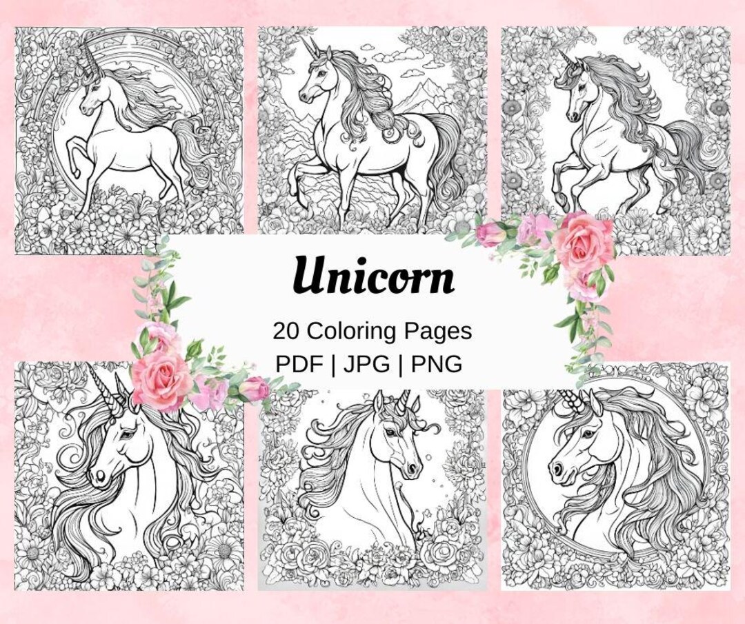 Printable Unicorn Coloring Pages for Adults Unicorn Coloring Book for ...