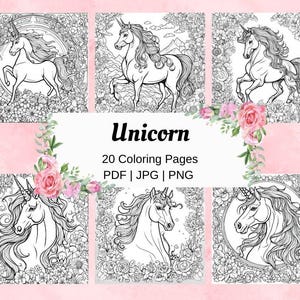 Printable Unicorn Coloring Pages for Adults Unicorn Coloring Book for Kids Digital Coloring Page Unicorn Kids Digital Coloring Book Unicorn