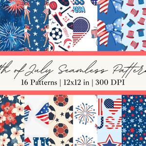 4th of July Seamless Pattern 4th of July Digital Paper USA Digital Paper Fourth of July Seamless Pattern USA Independence Day Wallpaper