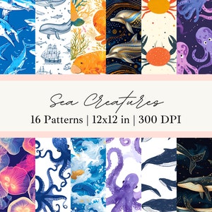 Under the Sea Seamless Digital Paper Ocean Seamless Pattern Printable Underwater Digital Paper Sea Creatures Wallpaper Ocean Life Pattern