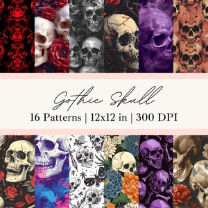 Gothic Skull Seamless Pattern Skull Seamless Pattern Gothic Skull Digital Paper Halloween Digital Paper Gothic Pattern Skull Gothic Paper