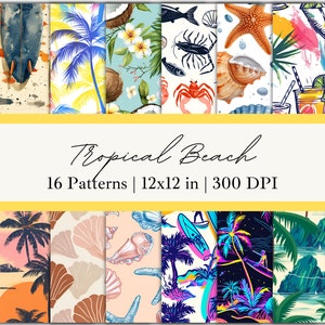 Tropical Beach Seamless Pattern Tropical Beach Digital Paper Beach Wallpaper Beach Digital Pattern Beach Digital Wallpaper Summer Pattern