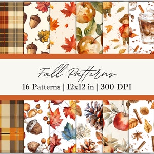 Fall Seamless Pattern Fall Digital Paper Autumn Wallpaper Autumn Digital Pattern Autumn Digital Wallpaper Fall Season Pattern Autumn Paper