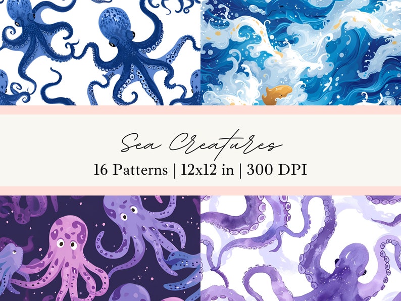 Under the Sea Seamless Digital Paper Ocean Seamless Pattern Printable ...