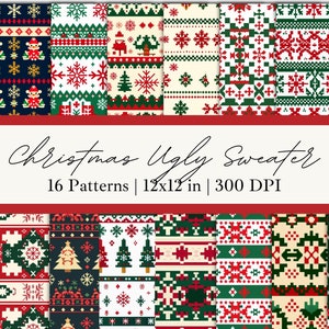 Christmas Ugly Sweater Seamless Pattern Sweater Digital Paper Christmas Wallpaper Christmas Digital Pattern Christmas Digital Wallpaper