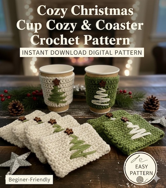 Crochet Mug, Cozy Pattern, Kaffeetassenwärmer, schnelles und Einfaches DIY- Häkelgeschenk. Auf Deutsch und Englisch. Anleitung PDF