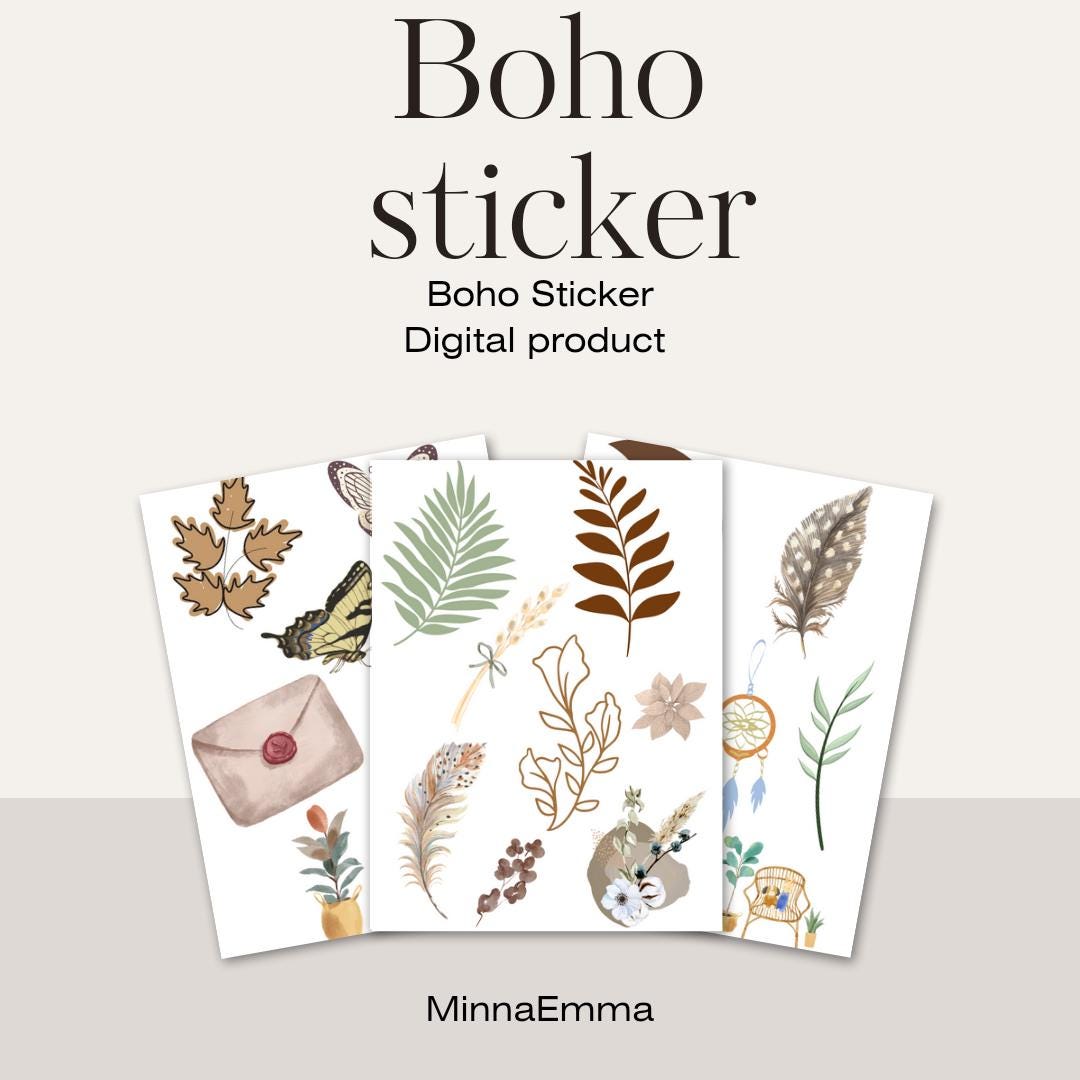 Boho Sticker Pack, Bulletjournal, Junk Journal, Stickers for Journaling ...