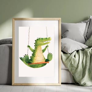 Póster para guardería, póster para niños, papel tapiz para niños, póster para guardería, producto digital, producto digital, imprimible, póster de cocodrilo