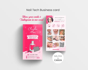 Sjabloon voor visitekaartjes van Nail Tech | Instagram-stijl | Bewerkbaar canvas
