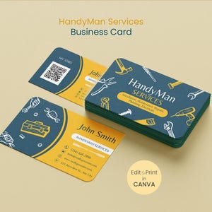 Tarjeta de presentación de servicios de mantenimiento y reparaciones del hogar, plantilla editable de Canva imagen 1