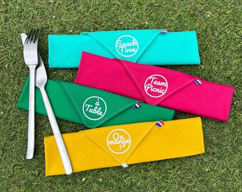 Pochette range couverts nomade personnalisable Fun et Coloré