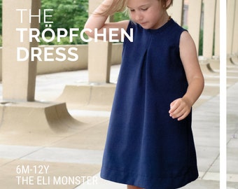 Child Swing Dress PDF Sewing Pattern, The Tröpfchen Dress Sized 6mo to 12y