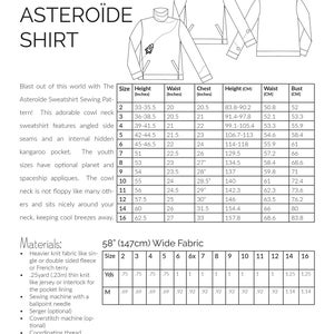 Child Sweatshirt PDF Sewing Pattern, The Asteroïde Shirt Sized 2Y to Teen 16 image 2