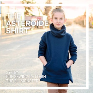 Child Sweatshirt PDF Sewing Pattern, The Asteroïde Shirt Sized 2Y to Teen 16