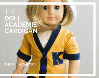 Doll Cardigan Sewing Pattern - The Academie Cardigan - 18" Doll Size