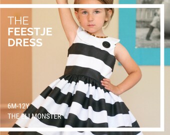 Child Party Dress PDF Sewing Pattern The Feestje Dress Sized 6mo to 12y