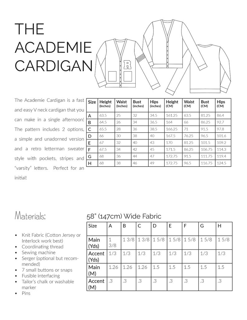 Teen/Misses Cardigan Sewing Pattern The Academie Cardigan image 6