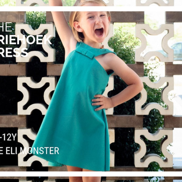 Mädchen Swing Kleid PDF Schnittmuster, die Driehoek Kleid Größe 6mo bis 12y