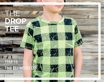 Child T Shirt PDF Sewing Pattern - The Drop Tee - Sized 18m to 16