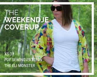 Open Cardigan Sewing Pattern-The Weekendje Coverup PDF Sewing Pattern Sized XS to 3X