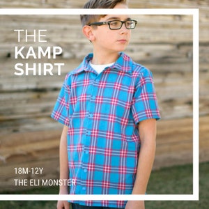 Child Camp Shirt PDF Sewing Pattern, The Kamp Shirt Sized 18m to 12y