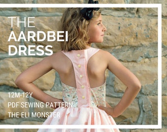 Child Dress PDF Sewing Pattern, The Aardbei Dress Sized 12mo to 12y