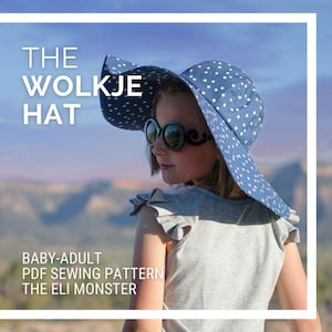 Wolkje Sunhat PDF Sewing Pattern: Vintage Wide Brim, Baby-Adult