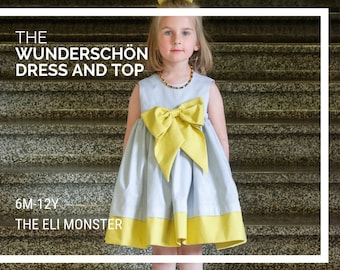 Dress and Top PDF Sewing Pattern, The Wunderschön Complete Set, Sizes 6mo to 12